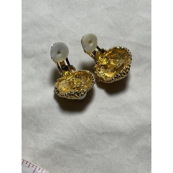 Gold Tone Knot Rope Faux Pearl Clip-On Earrings - Picture 10 of 13